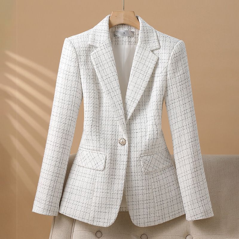 Temperament Sweet White Temperament Suit Jacket Women's Spring and Autumn New Fashion Design Sense Elegant Western Style Suit Cross-border