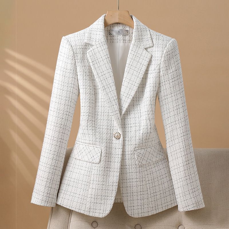 Temperament Sweet White Temperament Suit Jacket Women's Spring and Autumn New Fashion Design Sense Elegant Western Style Suit Cross-border