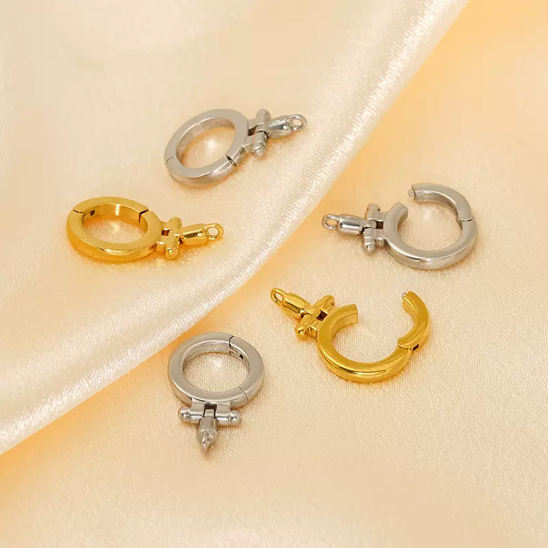 欧美新款吊坠扣18K金色卡扣手工diy项链手链饰品扣头连接配件