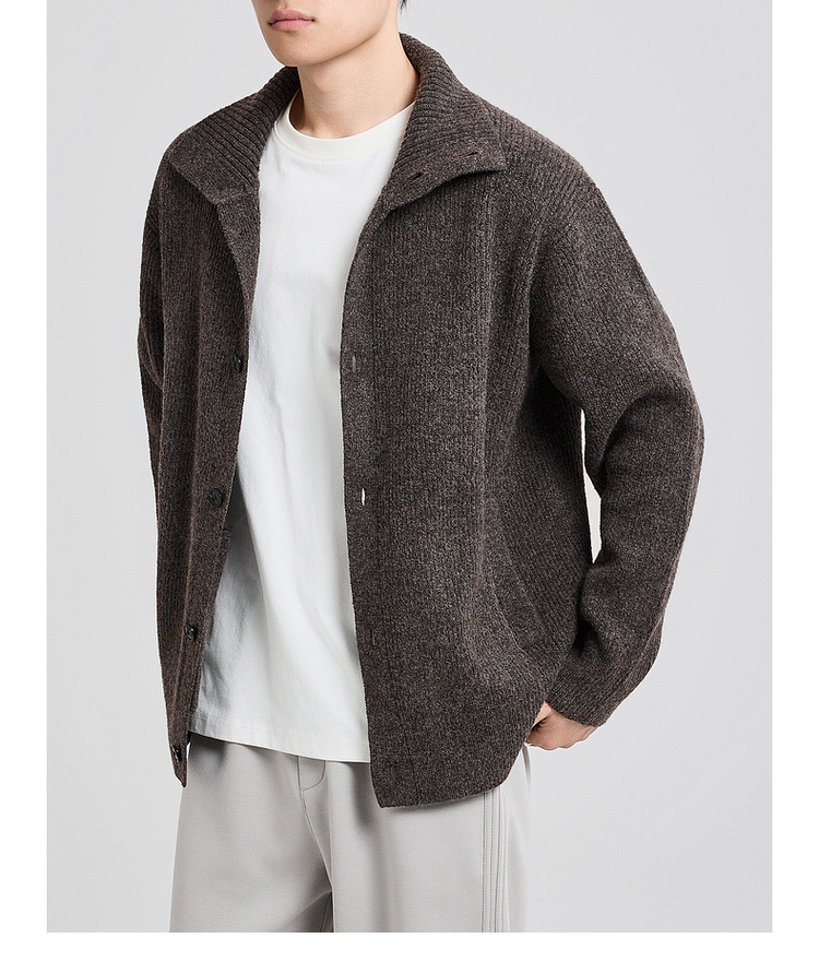 Áo len cardigan nam phong cách Mỹ dệt kim nhung hoa — màu đen chi tiết 22