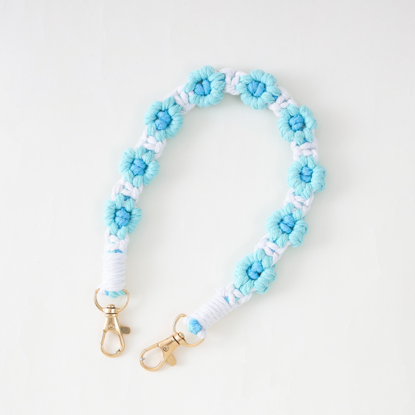 Doble hebilla blanqueada agua de mar azul luna blanco azul / 38cm
