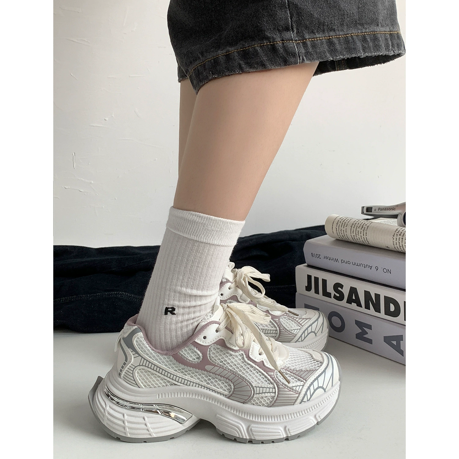 Yuanyi Shoes 2025 весна-лето новые массивные подошвы, дышащие «dad» кроссовки для женщин MIS-3360