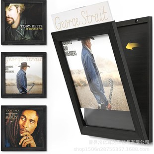 Cross-border New Wooden Wall-mounted Vinyl Record Storage Box Storage Box Record Rack Creative Mail Newspaper Photo Frame