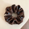 6# brown background blue large polka dot hair tie about 15cm