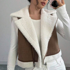 ヨーロッパとアメリカの貿易卸売 2025 秋の新作婦人服両面ショートスリムトップ毛皮ワンピースベスト女性用