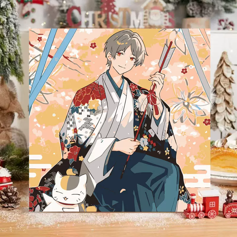 夏目友人帐diy数字油画动漫二次元填色手绘卡通手工丙烯画批发