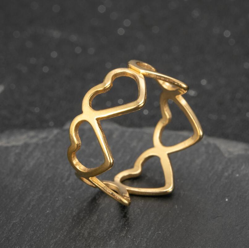 Women's Fashion Heart Stainless Steel No Inlaid Stainless Steel Rings display picture 4