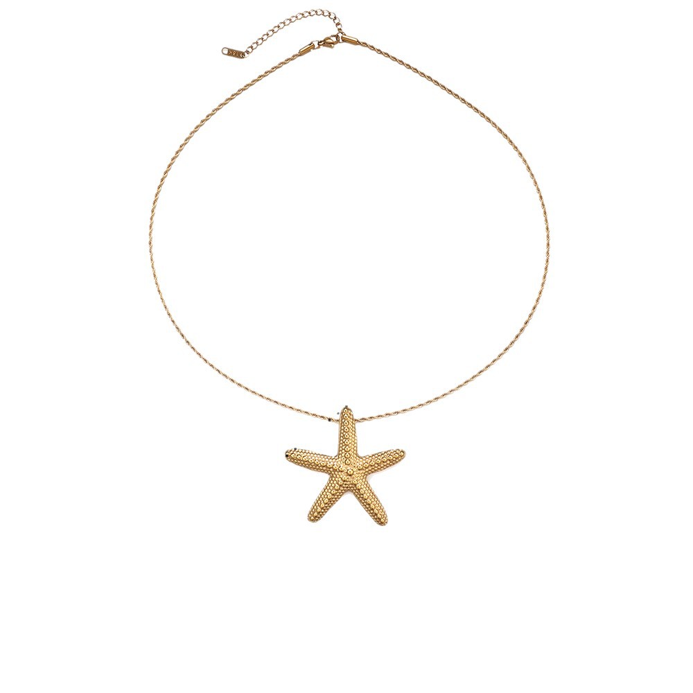Taena Cross-border 18k oro titanio acero collar femenino diseño de nicho estrella de mar concha cadena de sol ins cadena de clavícula joyería