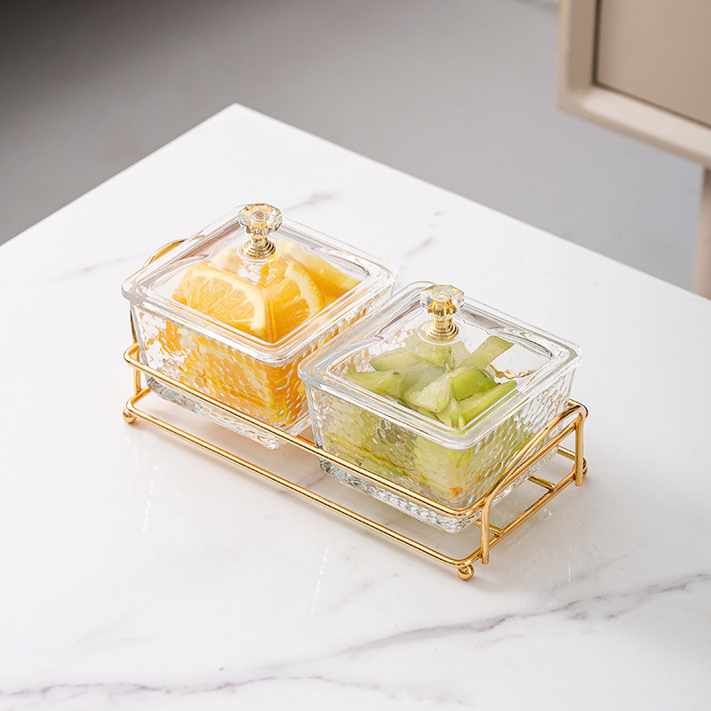 Vidrio separado fruta plato comercial merienda plato bar pie baño Club KTV rejilla plato con tapa