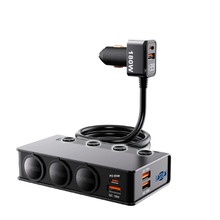 新款TR54车载点烟器一拖三带开关电压显示多接口PD65W汽车充电器