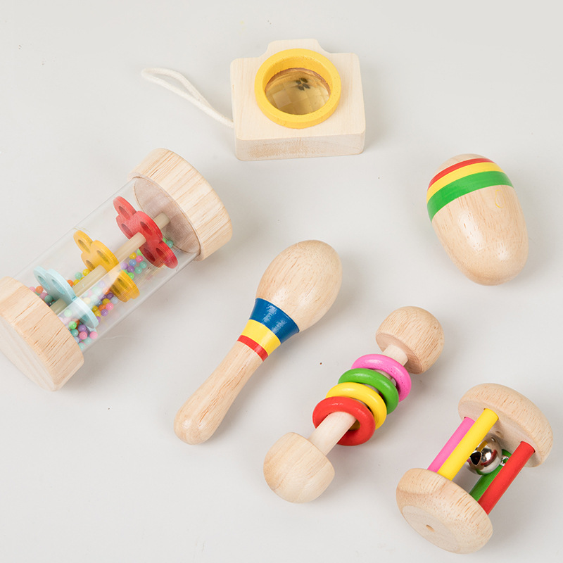 Orff Campana de jaula Campana de agarre de mano de bebé Sonajero Instrumento musical Educación temprana para bebés y niños pequeños Campana de cama de confort Juguetes de madera al por mayor
