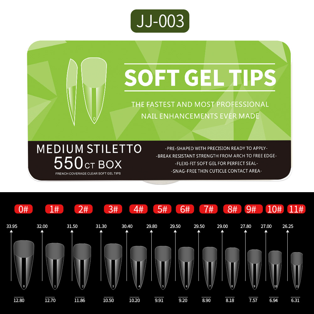 Herramientas de uñas de Venta caliente transfronteriza 550 piezas de caja corta talla libre molienda sin costura semi-esmerilado cuadrado completo pegatinas piezas de uñas falsas