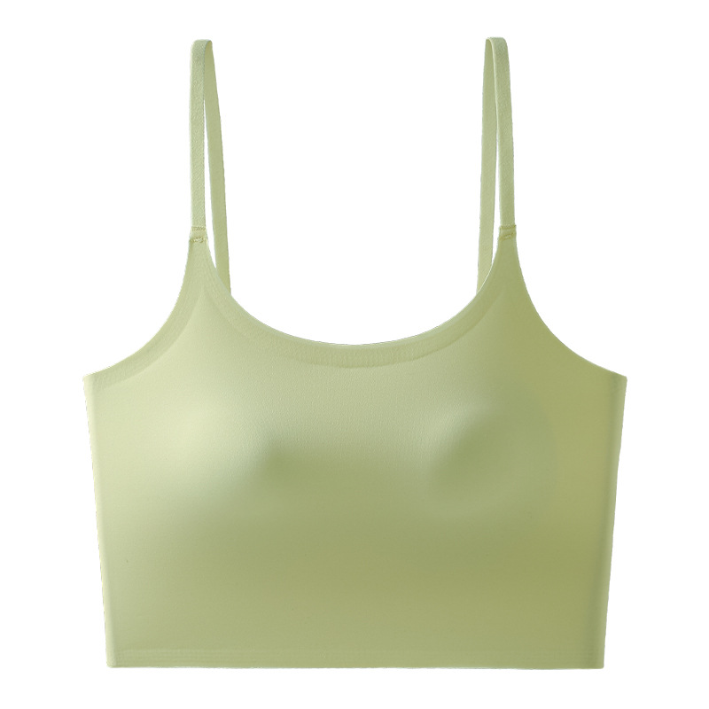 Chaleco de cinturón de primavera y verano femenino sin anillo de acero con cojín de pecho fijo no correr taza hermosa espalda transpirable color sólido sin usar sostén