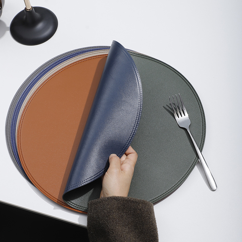 圆形皮革餐垫隔热垫家居双面使用餐桌垫酒店西餐垫餐具垫子可定详情2