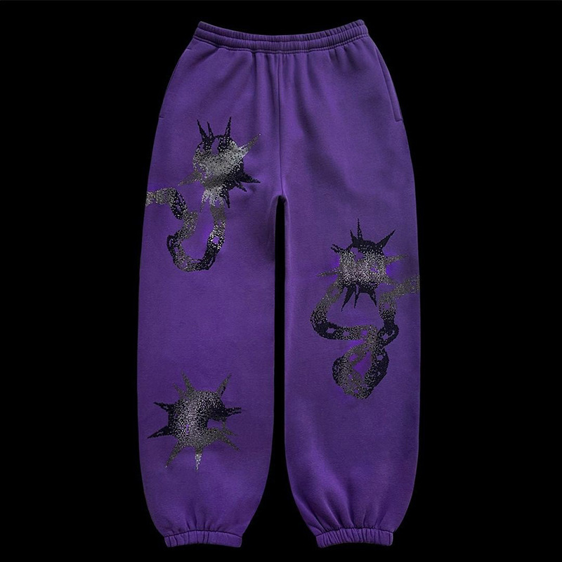 Felpa cardigan in stile americano street gothic con cappuccio stampato con motivo disegnato a mano_voghion.com