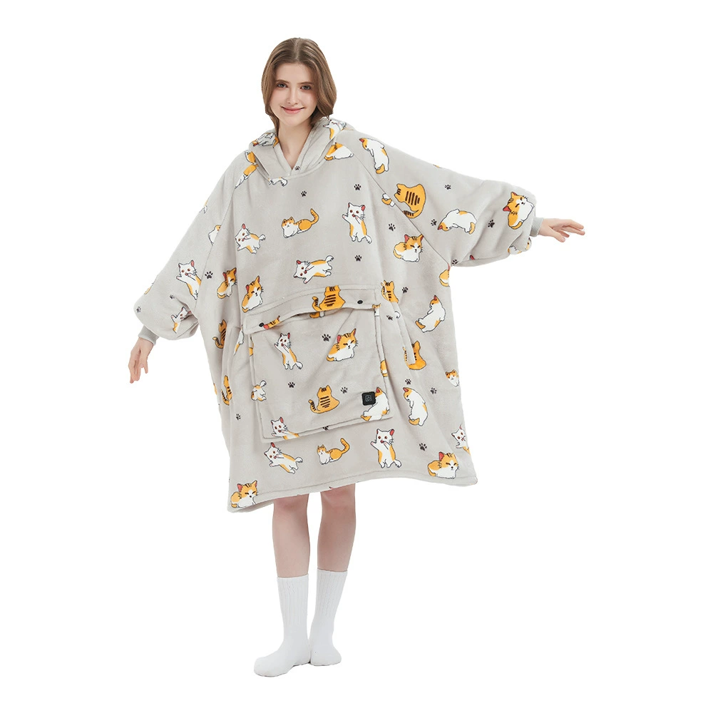  usb heated hooded wearable blanket, 3-zone heating, thickened large size, 5v 2a