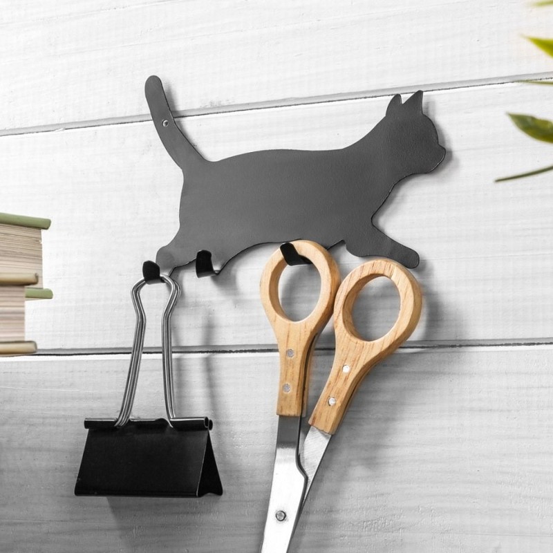 跨境 猫壁挂钩创意简易猫咪造型衣帽多功能收纳挂钩架 金属工艺品|undefined