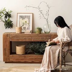 楡木玄関キャビネット民宿リビングルーム