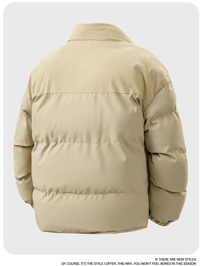 Padded Clothes Men's And Women's Corduroy Padded Clothes Thickened Padded Jackets Loose Stand-up Collar Couple Jackets_viptrois.com