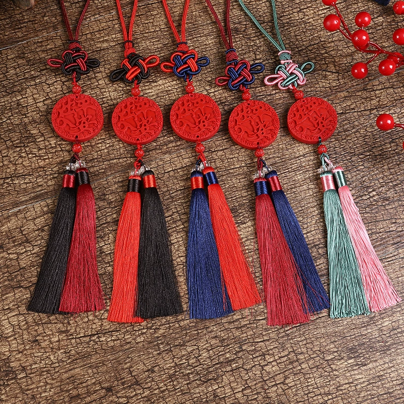 Cinnabar из Ping An Автомобильная подвеска Украшение интерьера автомобиля двухсторонний китайский узел Автомобильное зеркало заднего вида кулон подарок оптом