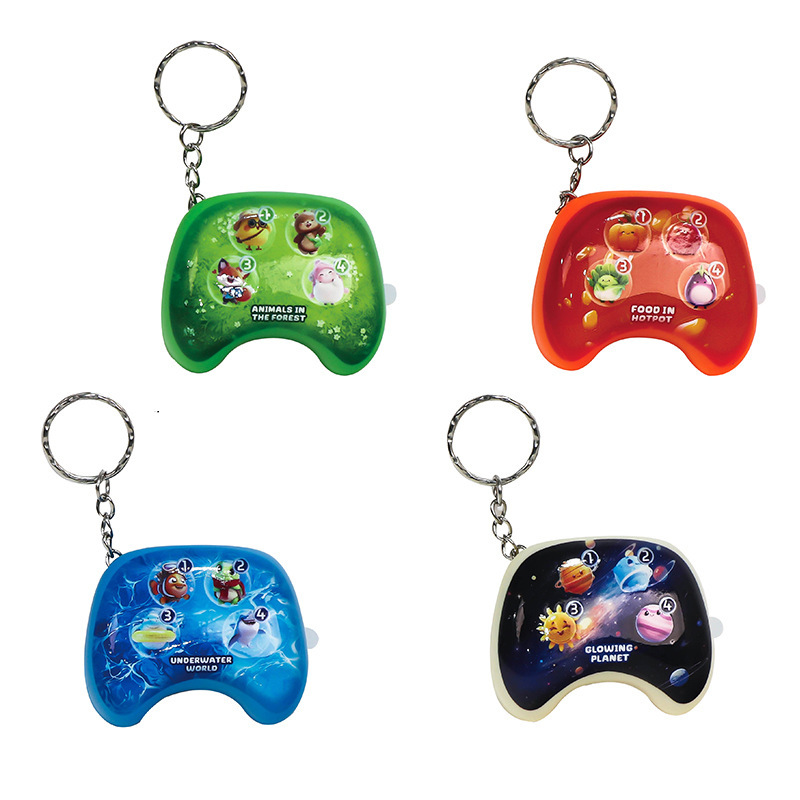 Creative 4-Key Touch Game Console Keychain Fun Theme Pendant Key Chain Decompression Small Toys Wholesale Supply