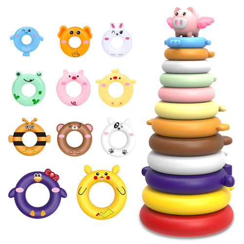Specially designed for cross-border baby Jenga 6-12 months baby rainbow tower ring toddler early education educational toys