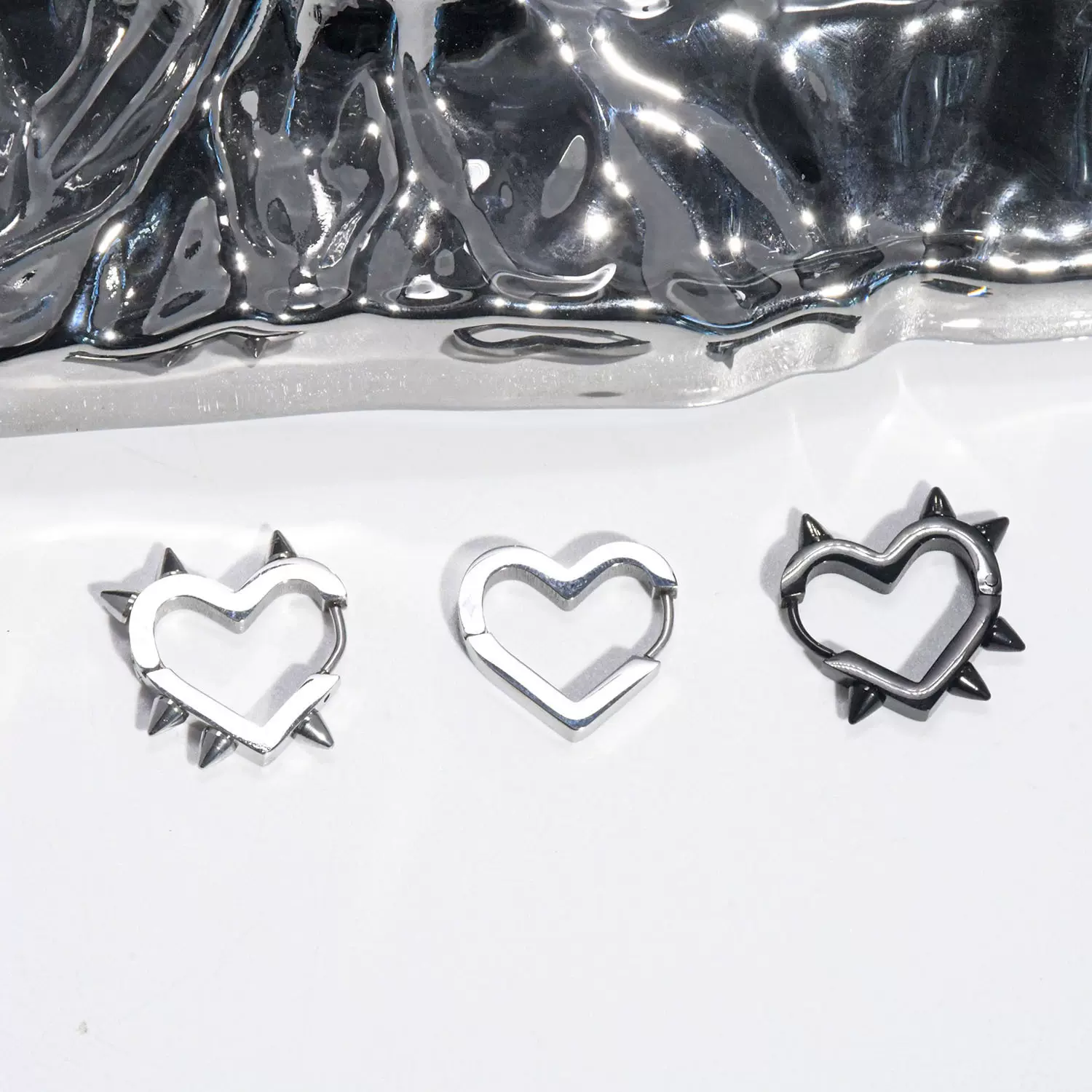 跨境爆款工厂 不锈钢爱心几何耳环 通勤轻奢时尚百搭耳扣厂家批发