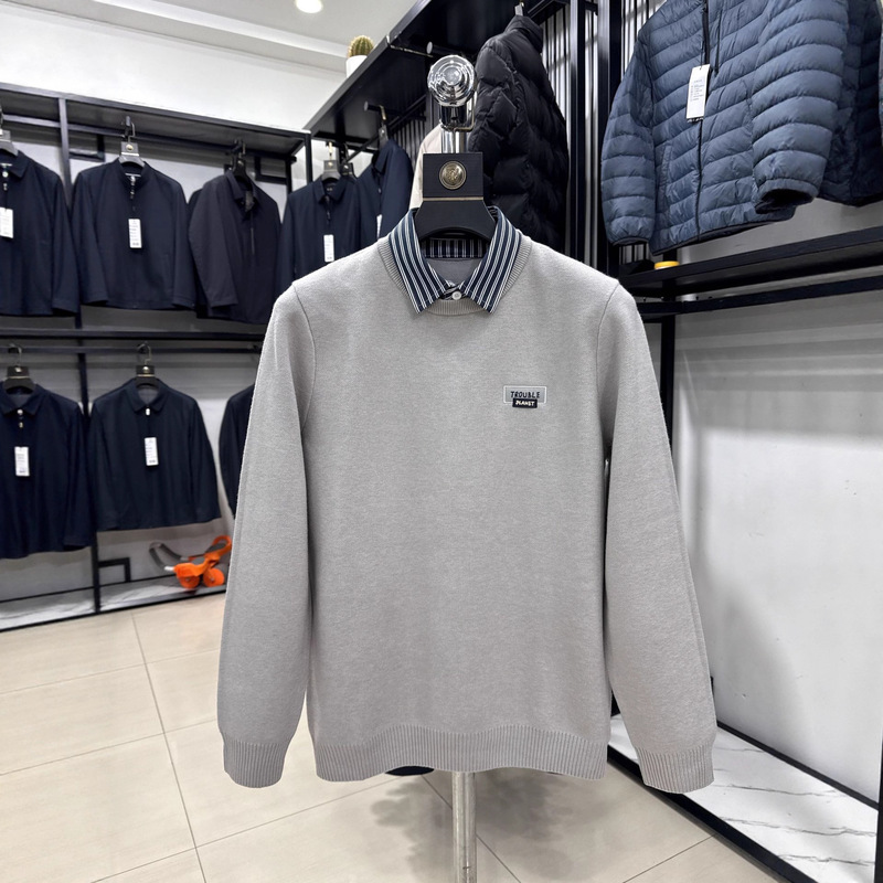 【H Home】Thickened Version! Store Clearance Winter Double-Collar Knitted Yarn Core Solid Color Warm Sweater for Men 4Y002A