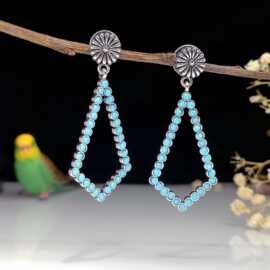 亚马逊热卖合金松石亚克力几何耳饰文艺复古小众气质做旧饰品耳环