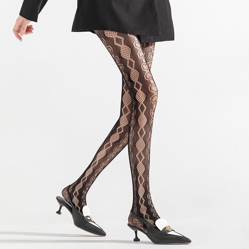 Primavera y verano Lolita chica medias diamante encantador jacquard adelgazamiento encaje hueco malla sexy pantyhose calcetines de red