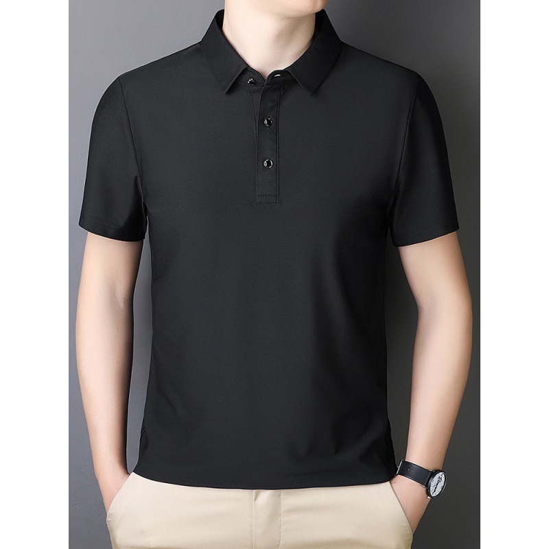 Verano delgado camisa de polo camisa de hombre de manga corta suelta de negocios casual camiseta de solapa chaqueta de hombre image 2