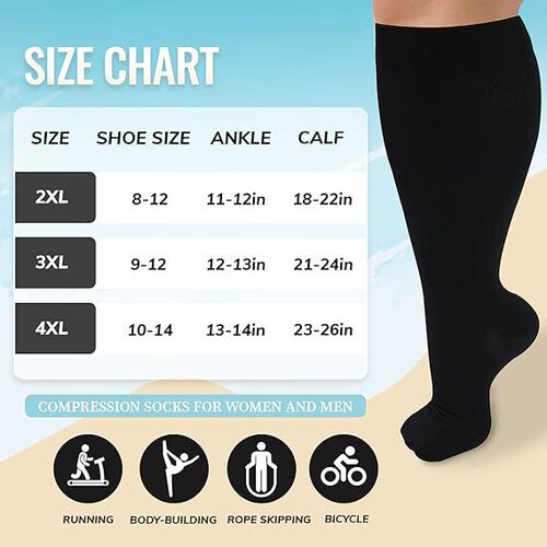 Amazon plus size plus size compression socks high elastic fat socks sports fitness compression socks cross-border best selling obesity socks