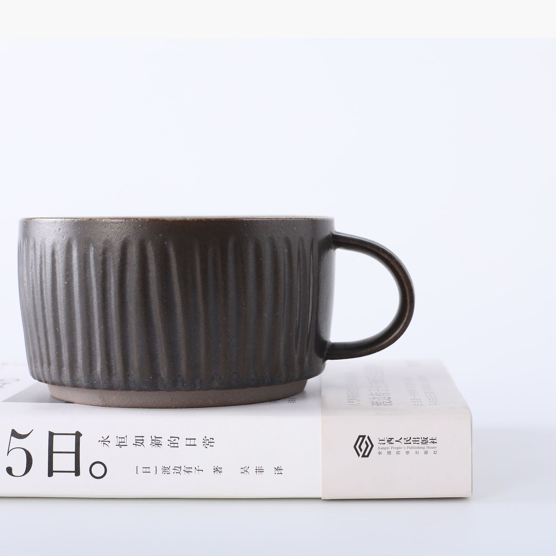 Taza de café simple con rascado de mano, taza de té de avena para el desayuno, taza de cerámica de gran capacidad, taza de agua de alto valor facial