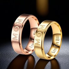 不锈钢戒指MOM欧美节日礼品情侣钛钢指环不掉色ins风饰品手饰批发