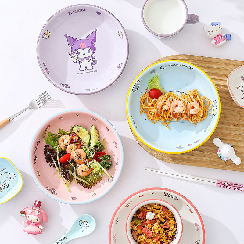 三丽鸥陶瓷碗凯蒂猫儿童餐具家用碗碟盘套装筷子勺子自由组合搭配|undefined