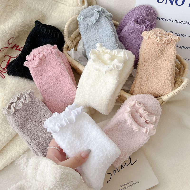 Calcetines Gruesos de Piso para Mujer de Poliéster Térmicos y Antiolor para Casa en Invierno