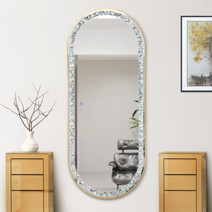 2025 New Model Diamond-Encrusted Hair Salon Mirror, Barber Shop Mirror, Hair Salon Mirror Stand, Single-Sided Wall-Mounted Floor Mirror