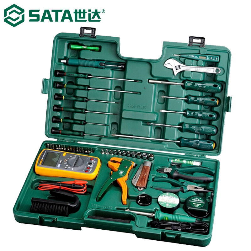 世达09535组合工具套装53件电讯工具组套家用电子电工维修工具箱