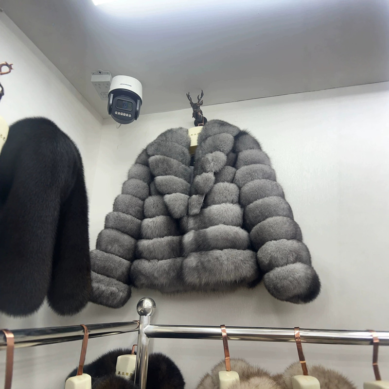 2026 New Model Full-Piece Sable-Colored Fox Fur Coat for Women, Stand Collar, Short Style, Imported Fur Coat, Winter Warmth