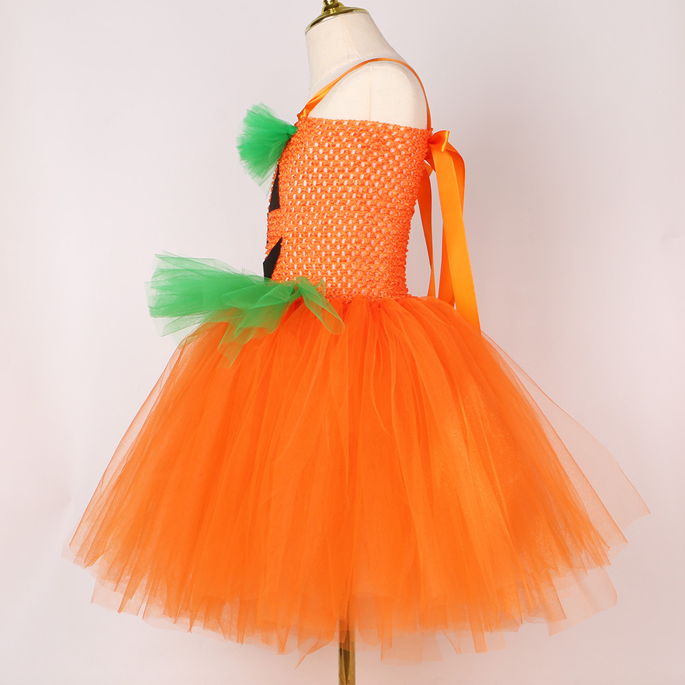 Baby Girls' Clothing Performance Costume Orange Mesh Tutu Princess Skirt One Piece _voghion.com