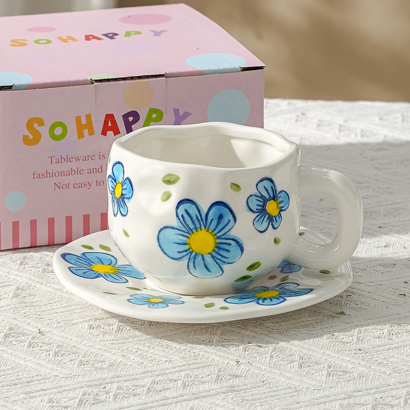 Taza de café de cerámica de alta calidad, taza de café de la tarde, esmalte de color, estilo chino, estilo retro coreano, hogar