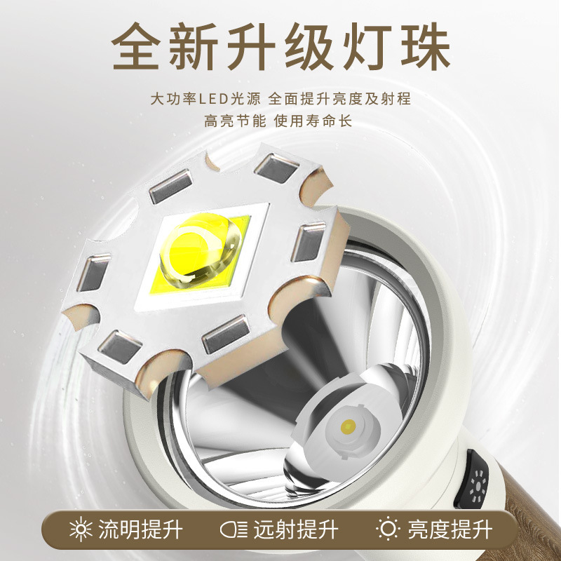 Luz de enfoque fijo transfronterizo retro linterna estética USB recargable linterna de aleación de aluminio salida de reflector linterna pequeña