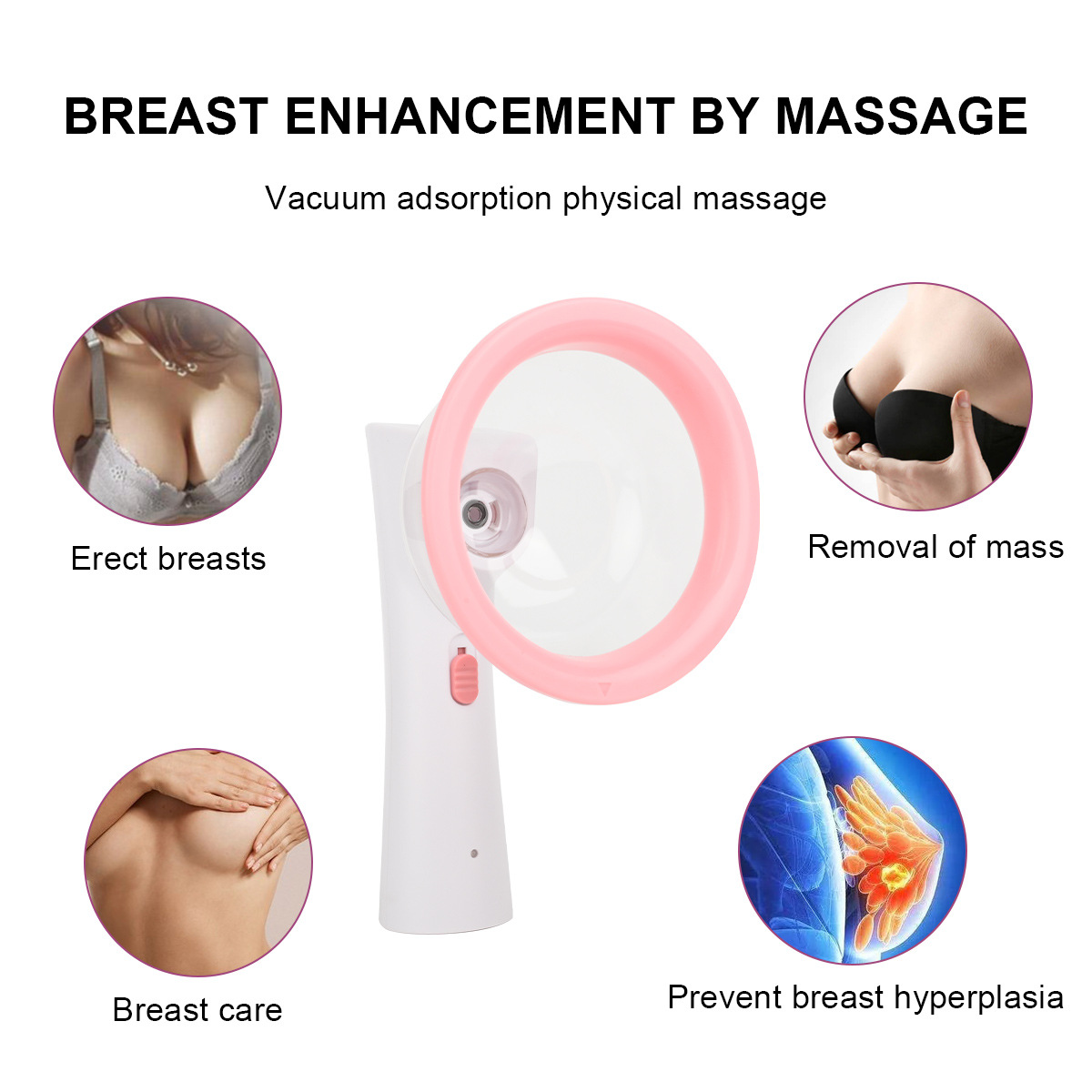 Leisen Cross-Border Electric Female Breast Beauty Device, Home-Use Chest Massager, Beauty Breast Massager, Negative Pressure Massage Instrument for Shaping