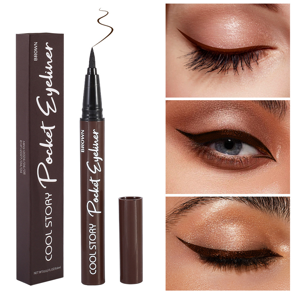 Cool story Pocket Eyeliner Lápiz delineador de ojos líquido de secado rápido de larga duración y fácil de colorear Maquillaje perezoso transfronterizo