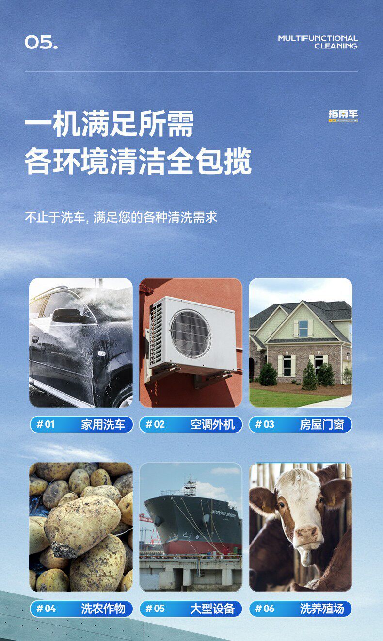 Guide Car High-Pressure Water Pump for Home Use, New Model 220V High-Power Cleaning Car Wash Gun, Super Powerful Floor Cleaner