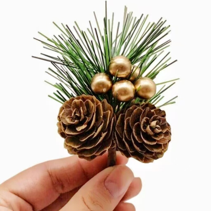 アマゾン熱売松針松果小花束クリスマスクリスマスツリー装飾ギフトボックスDIY部品写真撮影道具|undefined