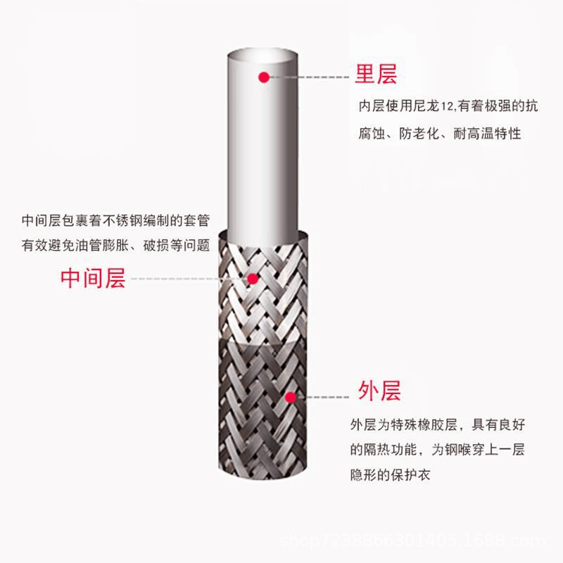 Brake Oil Hose Motorcycle Teflon Aluminum Alloy Fisheye Disc Brake Hydraulic Hose Brake Steel Throat Brake Caliper