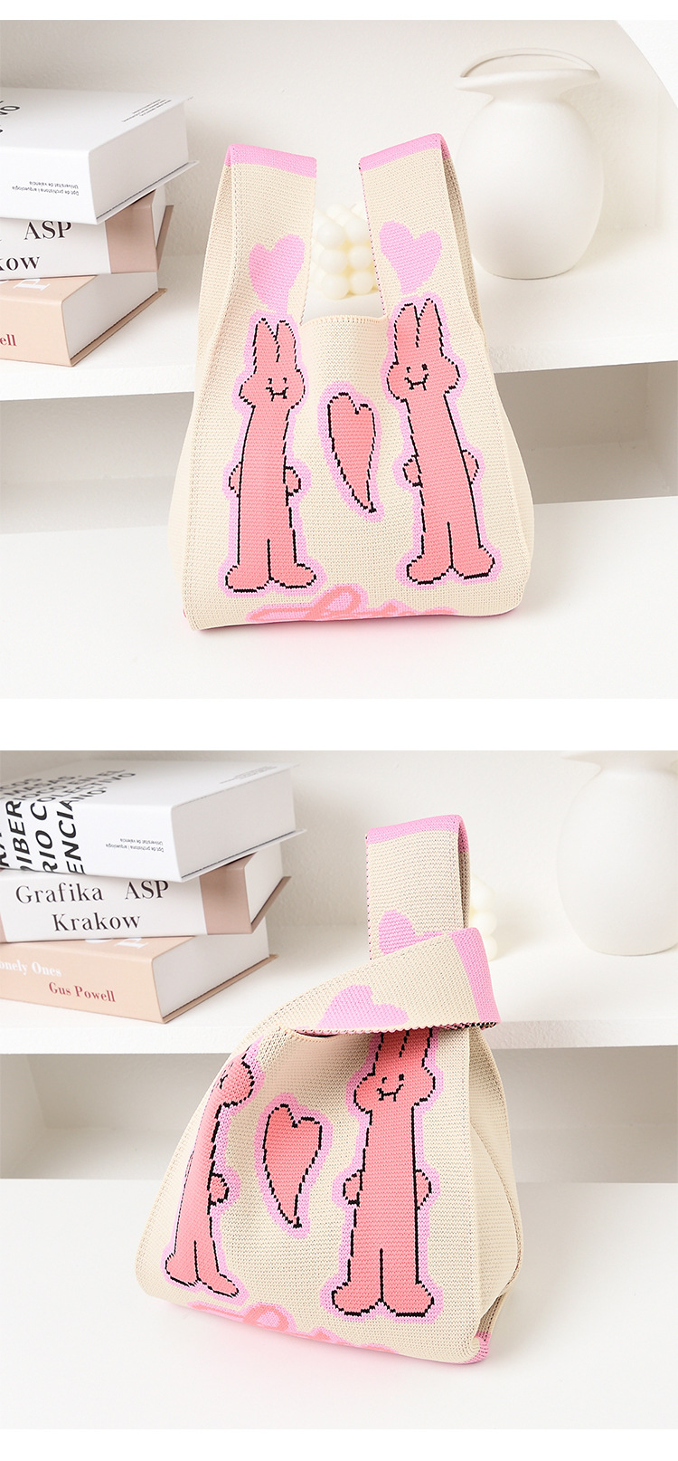 Women's Medium Knit Animal Letter Cute Open Handbag display picture 10