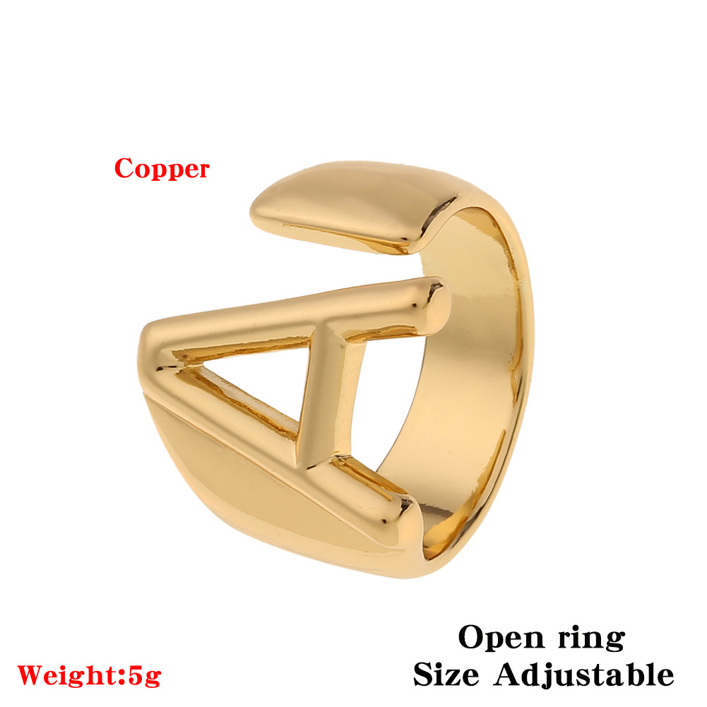 5g Weight Birthday Occasion Copper Material Letter Pattern Unisex Gender Fashion Style Fashion New Style Copper 26 English Letter Ring 无
