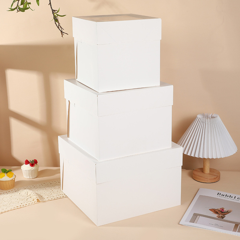 現品白カード天地蓋紙箱開窓透明ケーキ箱パン洋菓子焙煎包装箱cake box|undefined